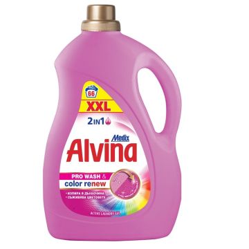 Alvina Color 2 in 1 Перилен препарат с омекотител за цветни и бели тъкани 3300 мл