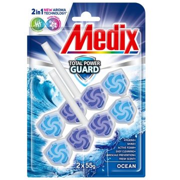Medix WC Blocks total power guard Твърдо тоалетно блокче, океан 55 г х 2 бр
