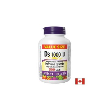 Webber Naturals Витамин D3 За здрави кости и силен имунитет 1000 IU х 500 таблетки