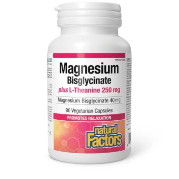 Natural Factors Magnesium Bisglycinate + L-Theanine Магнезий (бисглицинат) 40 мг + Л-Теанин 250 мг х 90 капсули