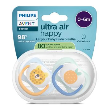 Avent Ultra Air Ортодонтична залъгалка лъв 0-6М x 2 броя