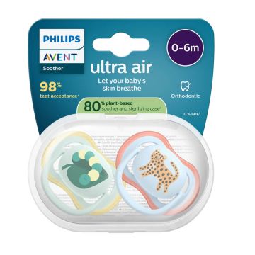 Avent Ultra Air Ортодонтична залъгалка тигър 0-6М x 2 броя