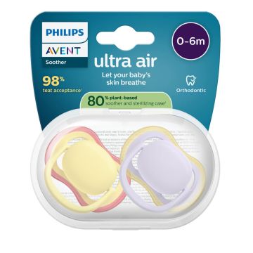 Avent Ultra Air Ортодонтична залъгалка момиче 0-6М x 2 броя