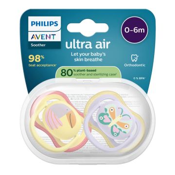 Avent Ultra Air Ортодонтична залъгалка пеперуда 0-6М x 2 броя