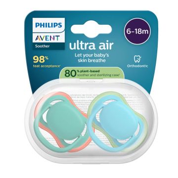 Avent Ultra Air Ортодонтична залъгалка момче 6-18М x 2 броя