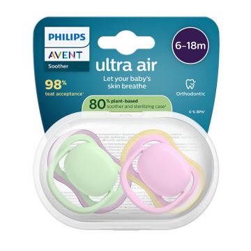 Avent Ultra Air Ортодонтична залъгалка момиче 6-18М x 2 броя