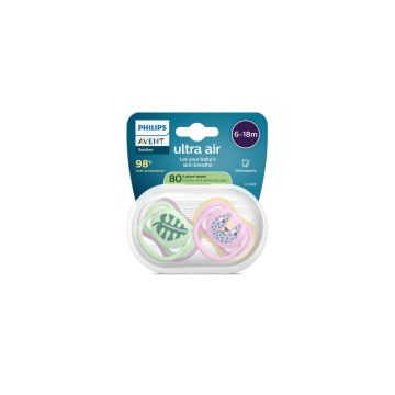 Avent Ultra Air Ортодонтична залъгалка котка 6-18М x 2 броя