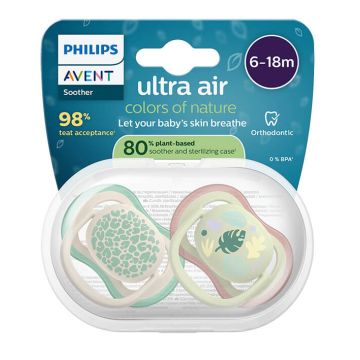Avent Ultra Air Ортодонтична залъгалка листо 6-18М x 2 броя