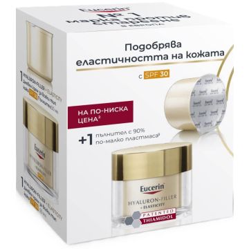 Eucerin Hyaluron-Filler + Elasticity Дневен крем за всеки тип кожа SPF30 50 мл + Пълнител 50 мл Комплект