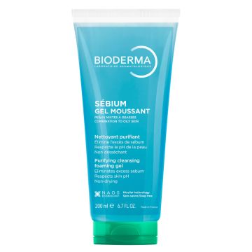 Bioderma Sebium Измиващ гел за комбинирана и мазна кожа 200 мл Туба 