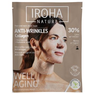 Iroha Nature Биоразградима лист маска за лице и шия с колаген