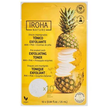 Iroha Nature Ексфолиращи биоразградими тоник падове за лице с ананас х 10 броя