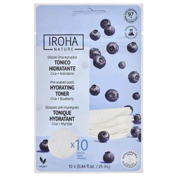 Iroha Nature Хидратиращи биоразградими тоник падове за лице с боровинка х 10 броя