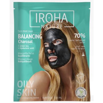 Iroha Nature Биоразградима маска за лице с активен въглен 