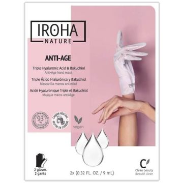 Iroha Nature Анти-ейдж маска за ръце с бакучиол (ръкавици) 1 чифт