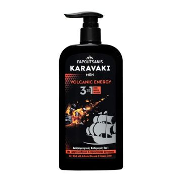 Душ гел Karavaki Men 3in1 Volcanic Energy 550 мл Papoutsanis