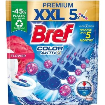 Bref WC Premium Color Aktiv Flower Ароматизатор за тоалетна цветя 5x50 гр
