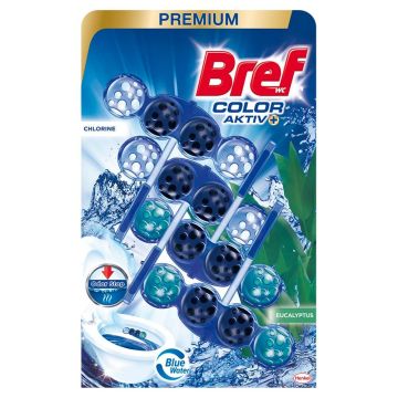 Bref WC Premium Color Aktiv Ароматизатор за тоалетна Chlorin Eucalyptus 4 х 50 гр