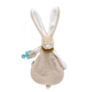 Babyjem Бебешка играчка Заек бежов с държач за залъгалка