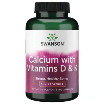 Swanson Calcium with Vitamins D&K Калций с витамини D и K – формула 3в1 х 100 капсули