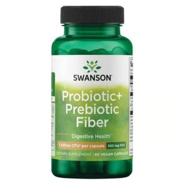 Swanson Probiotic+ Prebiotic Fiber Пробиотик + пребиотични фибри 500 мг х 60 капсули