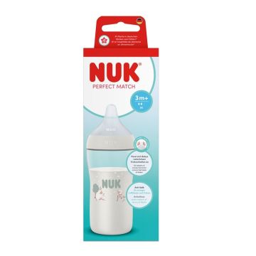 Nuk Perfect Match Temperature Control PP Шише със силиконов биберон M 3М+ Овца зелена 260 мл