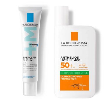 La Roche-Posay Effaclar Duo+M Коригиращ крем срещу несъвършенства, белези и черни точки 40 мл + La Roche-Posay Anthelios UVMune 400 Oil Control SPF50+ Слънцезащитен флуид за мазна кожа 50 мл Комплект