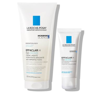 La Roche-Posay Effaclar Н Iso-Biome Ултрауспокояваща хидратираща грижа 40 мл + La Roche-Posay Effaclar Н Iso-Biome Успокояващ измиващ крем 200 мл Комплект