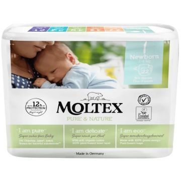 Moltex New Born Пелени за новородено №1 еко 2-4 кг х 22 бр