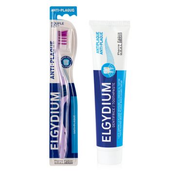 Elgydium Antiplaque Паста за зъби антиплака 75 мл + Elgydium Antiplaque Четка за зъби антиплака софт Комплект