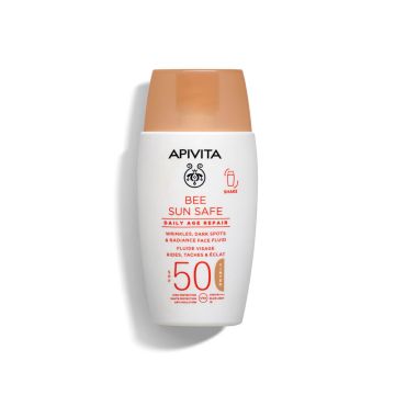 Apivita Bee Sun Safe Слънцезащитен тониран флуид против стареене SPF50 50 мл