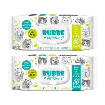 BUBBE Кърпички за домашни любимци с капак 60 бр