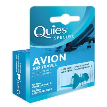 Quies Avion Air Travel Тапи за уши 18dB силиконови за възрастни, за пътуване х 2 бр