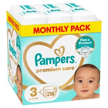 Пелени Pampers Premium Care Monthly pack Размер 3, 216 бр