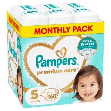 Пелени Pampers Premium Care Monthly pack  Размер 5, 160 бр