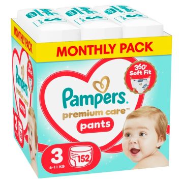 Pampers Premium care Monthly pack Пелени-гащички Размер 3, 152 бр