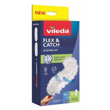 Vileda Flex & Catch Комплект за почистване на прах с къса дръжка х 1 брой