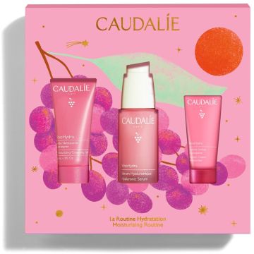 Caudalie Vinosource-Hydra S.O.S Хиалуронов Серум 30 мл + VinoHydra Хидратиращ почистващ гел 30 мл + VinoHydra Хидратиращ Крем - Сорбе 15 мл Комплект  