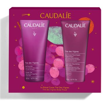 Caudalie The des Vignes Хиалуронов подхранващ лосион за тяло 200 мл + Душ гел с бял мускус, нероли и джинджифил 200 мл Комплект 
