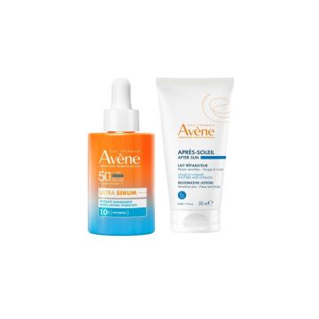 Avene Слънцезащитен серум с дълготрайна хидратация SPF50+ 30 мл + Възстановяващ лосион след слънце 50 мл Комплект 