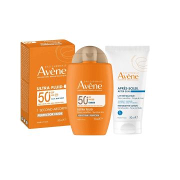 Avene Sun Слънцезащитен тониран ултра флуид SPF50+ 50 мл + Възстановяващ лосион след слънце 50 мл Комплект 