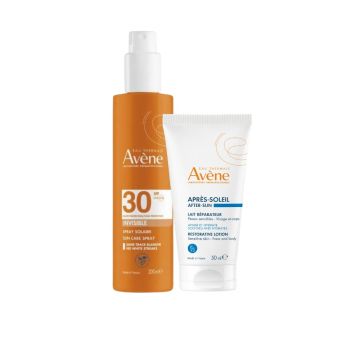 Avene Invisible Слънцезащитен спрей за лице и тяло невидим SPF30 200 мл + Възстановяващ лосион след слънце 50 мл Комплект 