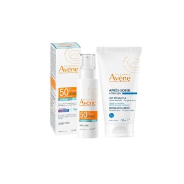 Avene Sun Слънцезащитен флуид против несъвършенства SPF50 40 мл + Възстановяващ лосион след слънце 50 мл Комплект 