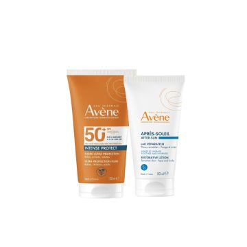 Avene Sun Intense Protect Слънцезащитен водоустойчив флуид SPF50+ 150 мл + Възстановяващ лосион след слънце 50 мл Комплект 