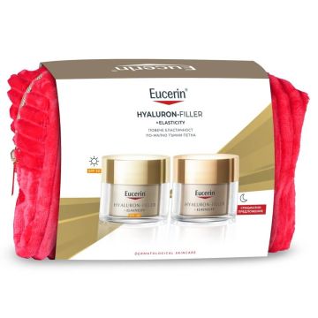 Eucerin Hyaluron-Filler+Elasticity Комплект за зряла кожа: Дневен крем SPF30 + Нощен крем + несесер