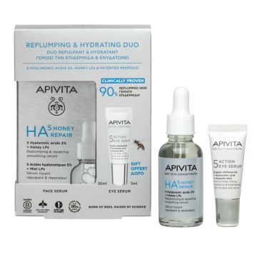 Apivita НА5 Honey Repair Уплътняващ серум 30 мл + 5 Action Eye Serum Околоочен серум 5 мл Комплект