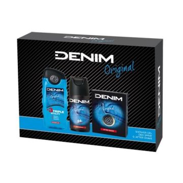 Denim Original Лосион за след бръснене 100 мл + Denim Original Ревитализиращ душ-гел за мъже 250 мл + Denim Original Дезодорант спрей за мъже 150 мл Комплект
