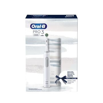 Oral-B Pro 3 3500 Електрическа четка за зъби бяла + Калъф за пътуване бял Комплект