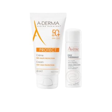 A-Derma Protect Слънцезащитен крем за лице SPF50+ 40 мл + Avene Термална вода спрей 50 мл Комплект 