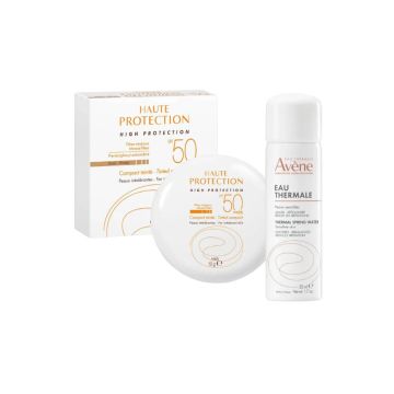 Avene Слънцезащитна минерална крем пудра за лице за чувствителна и нетолерантна кожа SPF50+ Нюанс Пясъчен 10 г + Avene Термална вода спрей 50 мл Комплект 